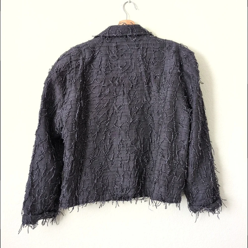 Kindred Spirit Unique Textured Fringe Jacket XL Wearable Art Lagenlook Eclectic‎